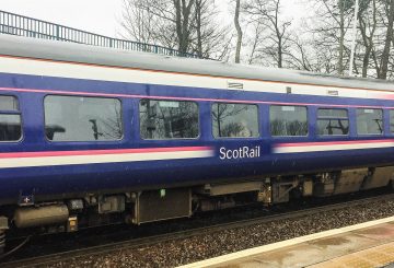 ScotRail train at Dalgety Bay Station about to depart for Kirkcaldy